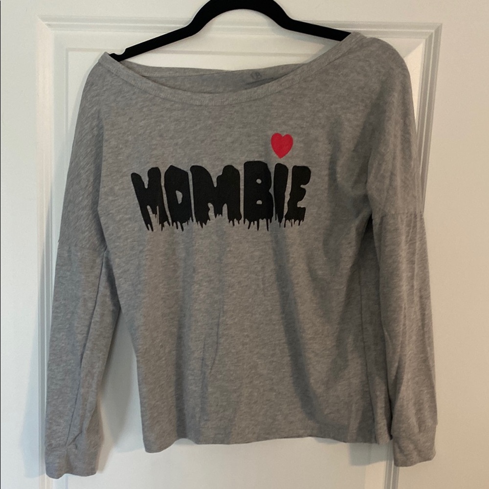 Gray Long Sleeve 'Wombie' Shirt with Heart